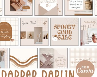 Boho Neutral Instagram Post templates, Canva templates, modern boho instagram templates, minimalist instagram post template, boho, simple