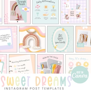 PASTEL Instagram Post templates, cute Instagram Templates, Neutral pastel Instagram Post templates, Canva templates, baby pastel