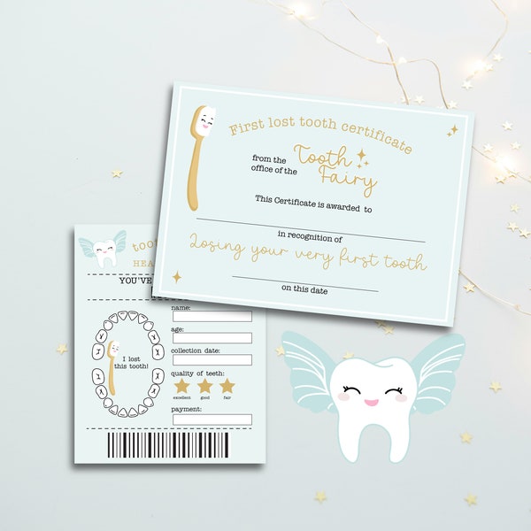 Printable Tooth Fairy Certificate, Printable Tooth Fairy Receipt