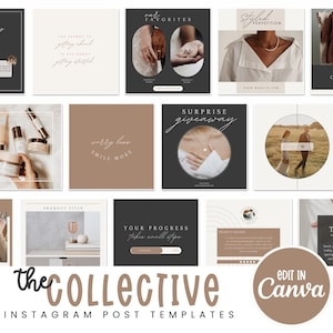 Modern Instagram Templates, Minimalist Instagram Post Templates for Canva, Black Instagram Aesthetic, Business Instagram Templates, Neutral