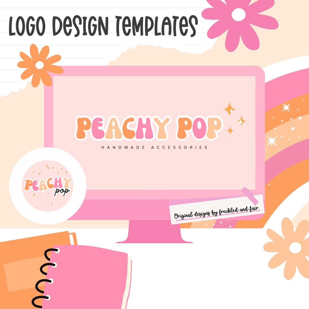 Retro Logo Design Editable Canva, Small Business Logo Template, Bright ...