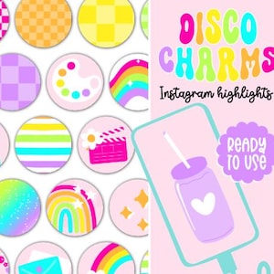 Pastel Rainbow Instagram Story Highlight Covers, Instagram templates, Retro highlight covers, canva template, instagram icons, Neon Icons