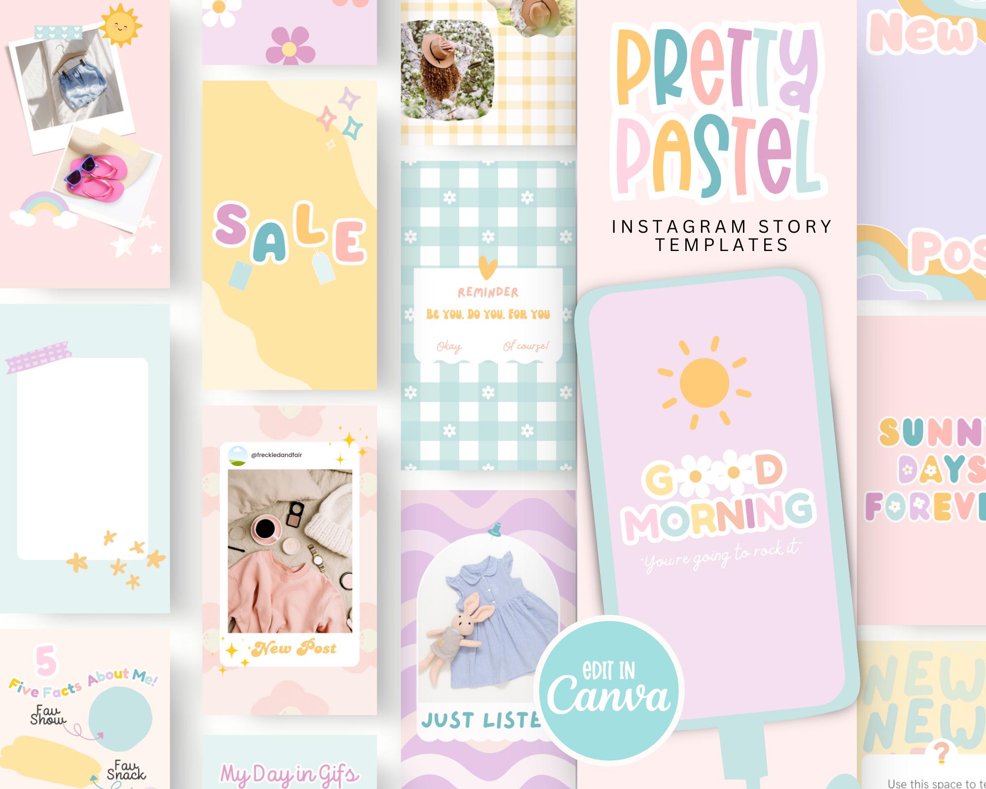 Pastel Rainbow Instagram Story Templates, Pastel Social Media Templates ...