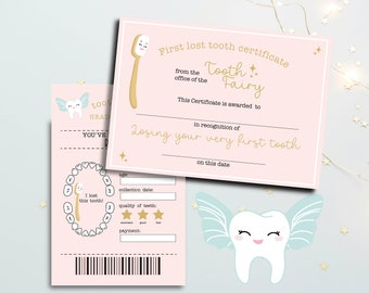 Tooth Fairy Certificate, Tooth Fairy Printable, First Tooth Certificate, Tooth Fairy Receipt, Tooth Fairy Letter printable,Personalized card