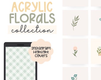 Watercolor Floral Instagram Highlight Cover Icons, Acrylic Floral Icons, Instagram icons, Pretty Floral Instagram Highlight covers