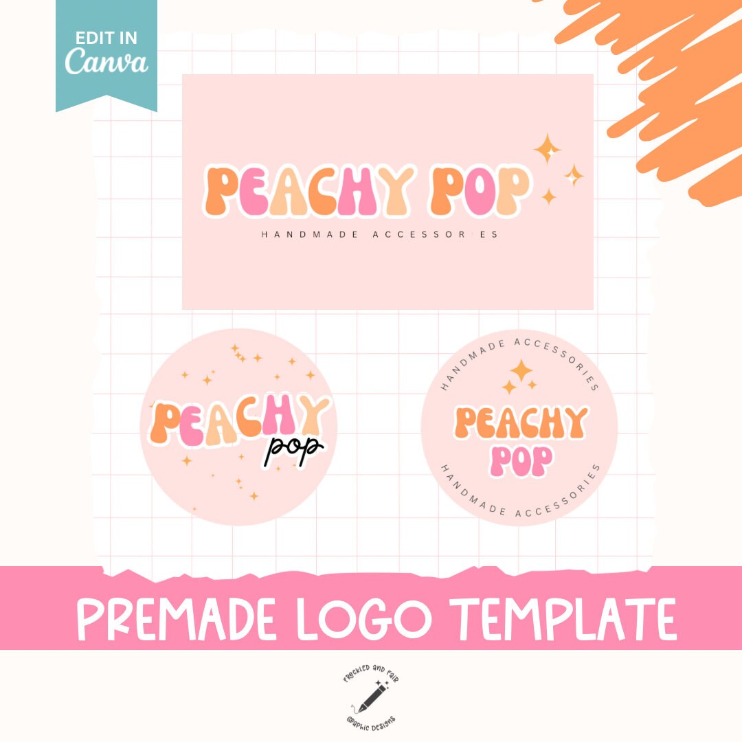 Retro Logo Design Editable Canva, Small Business Logo Template, Bright ...