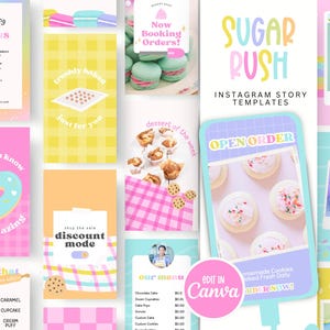 Bakery Instagram Story Templates, Pastel Instagram Stories, Baking Instagram templates, cookie instagram templates, rainbow instagram story.
