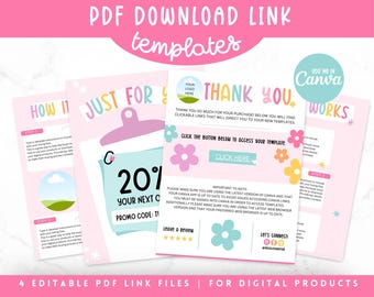 Download Instruction Template, Digital Download Template, PDF link template, Rainbow Etsy Thank You Card, Digital Instruction Template, PDF