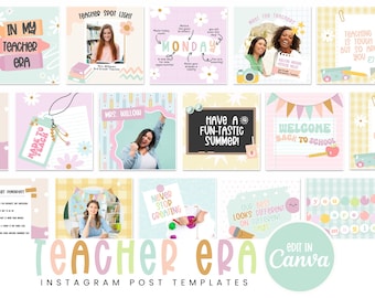Teacher Era, Teacher Instagram Post-sjablonen, Canva-sjablonen, Docentsjablonen, elementaire sjablonen, sjabloon voor sociale media, canva
