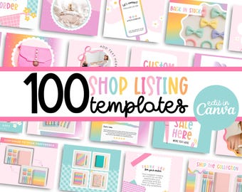 Etsy Listing Mockup Templates, Canva Listing Designs, Online Store Marketing, colorful listing mockups, etsy shop mockups, pastel templates