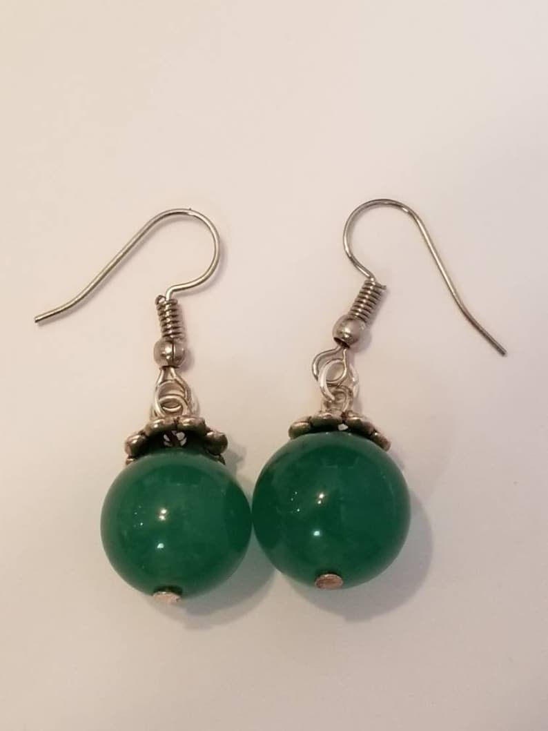 Sphere Pendant Earrings Ball Shape Green Color Orbs