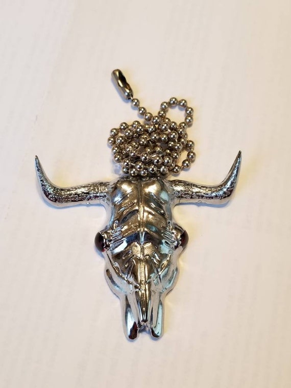 Bullhead Skull Ceiling Fan Light Kit Pull Chain Silver Beaded Pull Chain