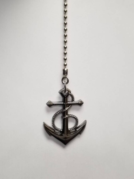 Antique Silver Anchor Ceiling Fan Light Kit Pull Chain Silver Etsy