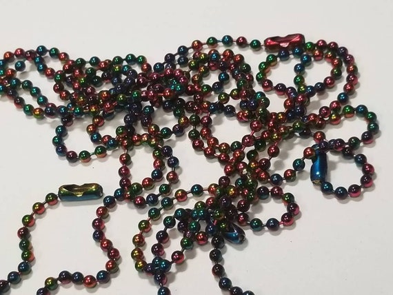 3 Feet Of Rainbow Multi Colored Ceiling Fan Beaded Pull Chain Extension Replacement Cord Connector Necklace Dog Tags