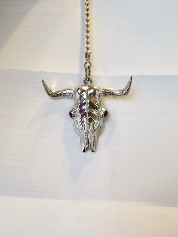 Bullhead Skull Ceiling Fan Light Kit Pull Chain Silver Beaded Pull Chain