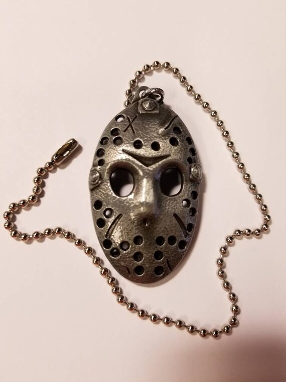 Pewter Hockey Mask Fan Light Kit Pull Chain Silver Beaded Pull Chain Friday The 13th Horror Icon