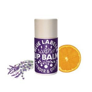 Vegan Lip Balm with Lavender & Orange. Organic Lip Balm, All Natural Lip Balm. Paperboard Tube. Eco lip balm. Handmade lip balm.