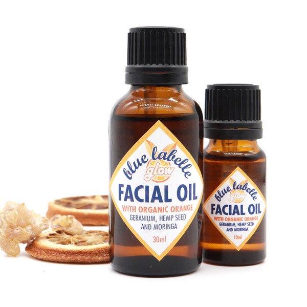 Glow Facial Oil, organic face oil, vegan facial oil, skin barrier support, natural ceramides, EFAs, Moringa, Hemp Seed, Orange, Jojoba