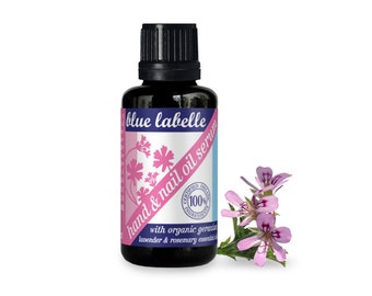 Organic Hand & Nail Oil Serum, Geranium Lavender Rosemary, 30ml