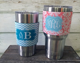 Custom Design Neoprene Sleeve for Insulated Tumbler 20oz or 30oz - Custom Pattern, Color, Monogram - Personalized Hugger