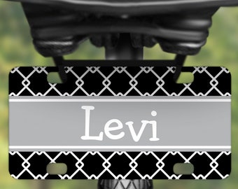 Personalized Custom Design Monogram Bike Tag License Plate - Choice of Pattern, Color and Frame - Preppy Bicycle Decoration