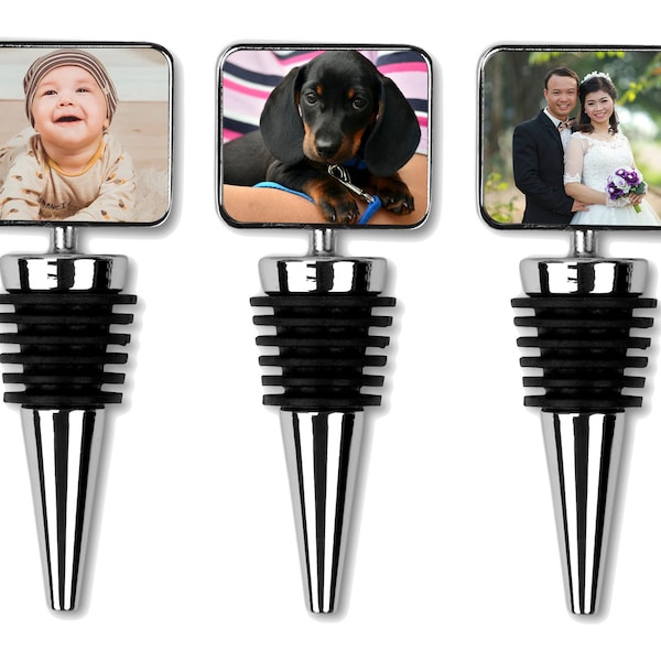 Photo Gift Wine Stopper - Photograph, Picture Bottle Stopper  - Gifts for Wine Lovers - Mother's Day Father's Day Unique