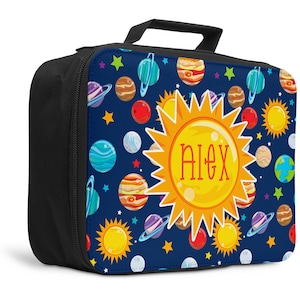 Outer Space Design Personalized Lunch Box - Custom Lunch Tote with Name - Solar System Planets Back to School Gift for Boys and Girls