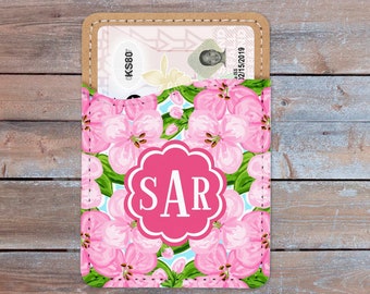 Preppy Collection Vegan Leather Cell Phone Card Holder Caddy Phone Wallet - Personalized Custom Design Gifts - ID Credit Card iPhone