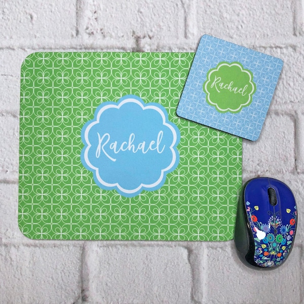 Personalized Mousepad & Coaster Desk Set - Mouse Pad Office Gift Set - Custom Design - Birthday, Christmas, Co-Worker Gift