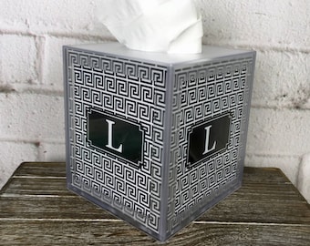Personalized Acrylic Tissue Box Cover - Custom Design with Choice of Pattern, Color, Frame & Font - Monogram Gift
