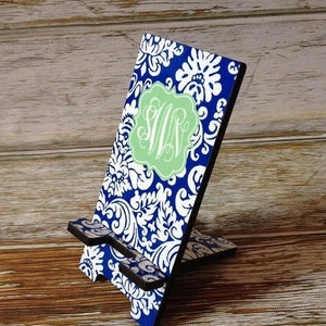 Personalized Cell Phone Stand Device Holder Charger in 2 Sizes - Choice of Design, Frame & Monogram - Design Your Own