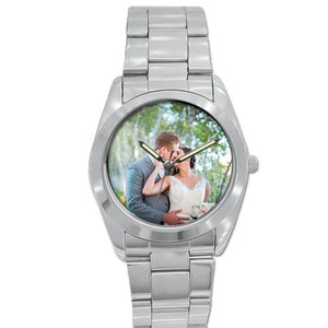 Custom Photo Stainless Steel Boyfriend Watch - Photograph Image - Preppy Silver Watches Unique Photo Gift