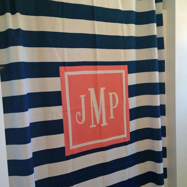 Monogrammed Shower Curtain Etsy