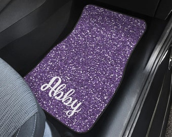 Set of 2 Personalized Glitter Design Car Mats (NOT Real Glitter) - Custom Monogram Carmat Car Mat - 20 Color Options