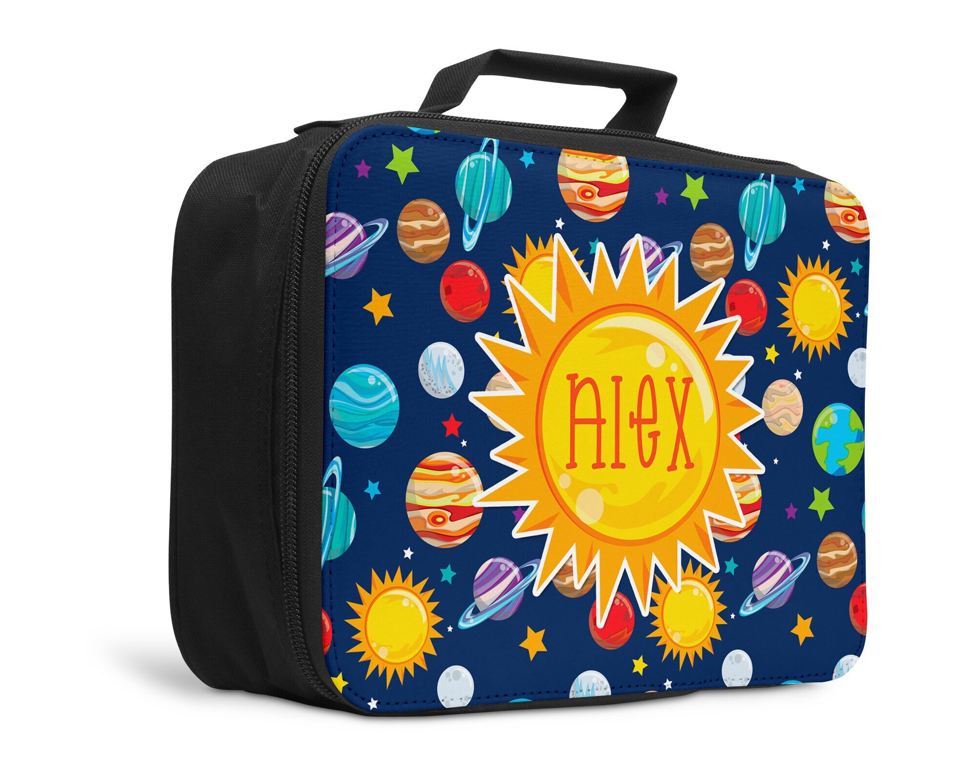 Cartoon Space Planet Rocket Thermal Insulated Lunch Bag Women