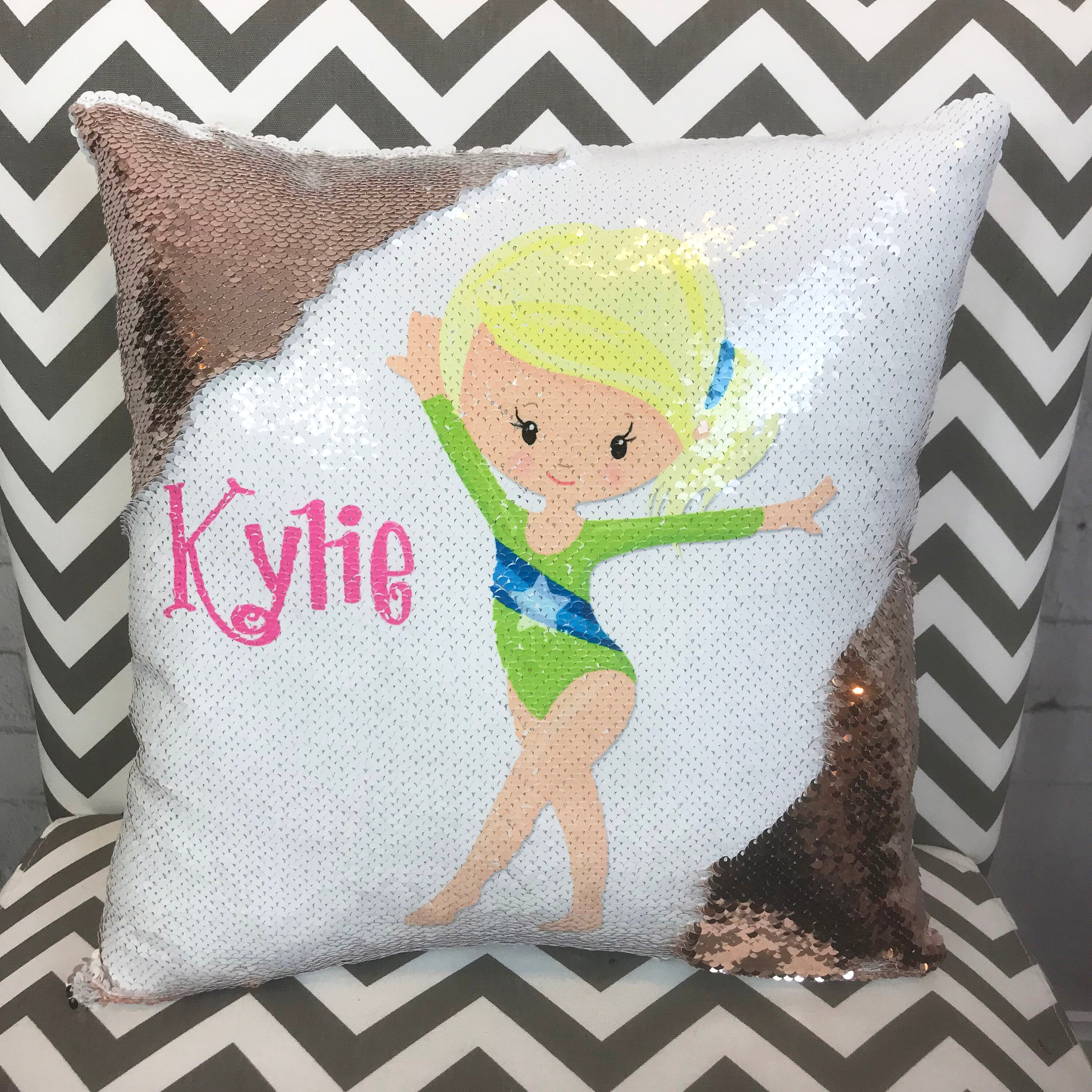 reversible sequin pillow personalized