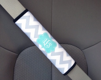 Personalized Monogram Seatbelt Strap Cover - Customize with Pattern, Color and Frame - Seat Belt Strap Cushion Pad