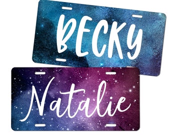 Galaxy Design Personalized License Plate Car Tag with Name - Vanity Plate - Vehicle Car Accessory - 12 Design Options