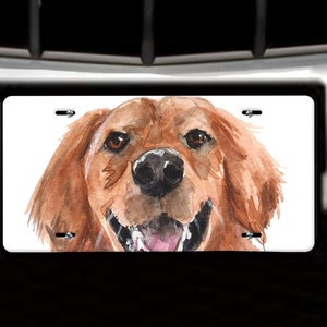 Peeking Dog Watercolor Design License Plate Car Tag - Vanity Plate Gift - 58 Dog Options