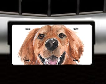 Peeking Dog Watercolor Design License Plate Car Tag - Vanity Plate Gift - 58 Dog Options