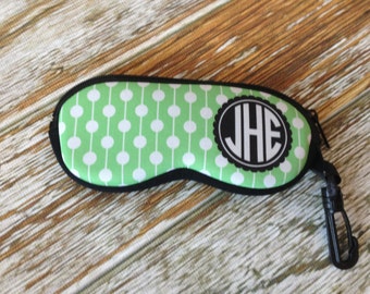 Monogram Sunglasses Case - Custom Pattern, Color & More - Personalized Double Sided Soft Case with Clip, Zipper - Sunglass, Glasses Bag