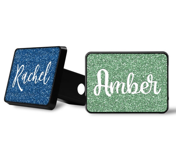 Personalized Glitter Trailer Hitch Cover (Not Real Glitter) - 20 Color Options - Name Custom Truck Vehicle