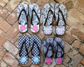 Design Your Own Monogram Flip Flops - Custom Choice of Pattern, Color, Name or Monogram  & More - Personalized Flip Flop Beach Sandals