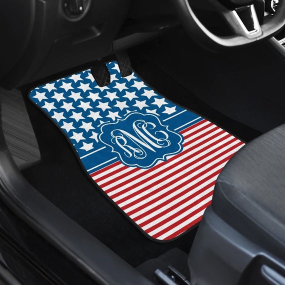 Stars Stripes Car Mats for Front or Rear of Vehicle Monogram Personalized Custom Design Carmat Car Mat Choice of Color Patriotic Etsy