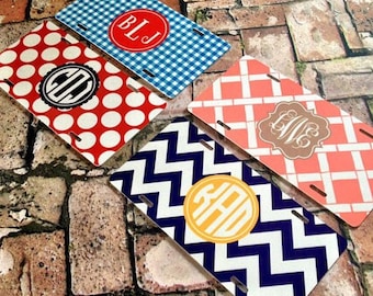 Custom Car Tag License Plate - Personalized with Pattern, Color, Frame & Monogram - Gift, Christmas, Birthday, 16th Birthday