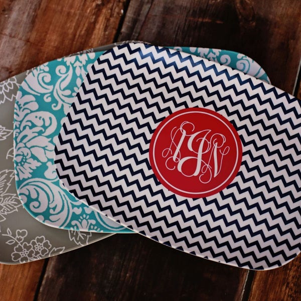 Monogram Platter - Personalized Custom Pattern, Color & More - Polymer Dinner Serving Tray Housewarming Wedding Bridal Shower Gift