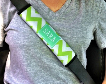 Personalized Monogram Seat Belt Strap - Customize with Pattern, Color and Frame - Seatbelt Strap Cover Cushion Pad