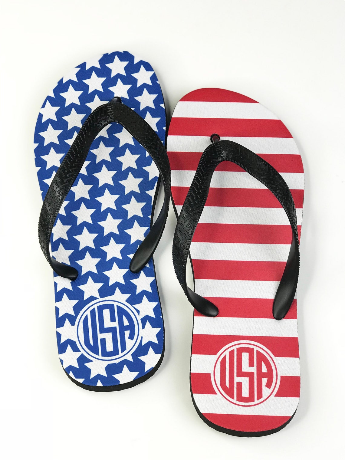 Red White & Blue Monogram Flip Flops Personalized Flip Flop - Etsy