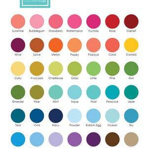 May include: A color chart with a variety of hues, including red, pink, orange, yellow, green, blue, purple, brown, and gray. The text "CHOOSE COLOR FOR PATTERN & FRAME" is displayed above the color swatches, with the Sweet Juniper Designs logo in the top left corner.