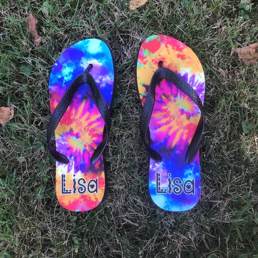 Personalized Flip Flops With Tie Dye Design - 24 Patterns Available ...